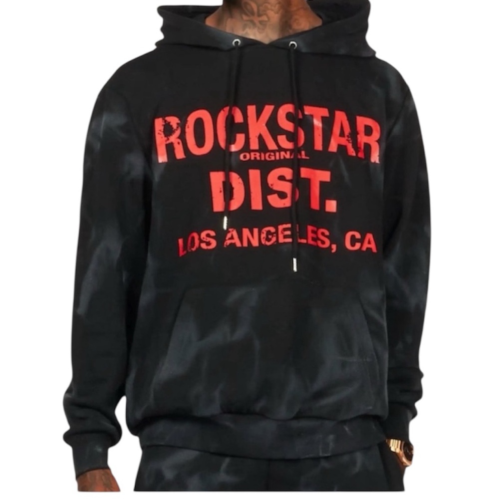 ROCKSTAR ORIGINAL - Nelly Black/Red Hoodie Stacked Flare Track Set Small